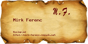 Mirk Ferenc névjegykártya